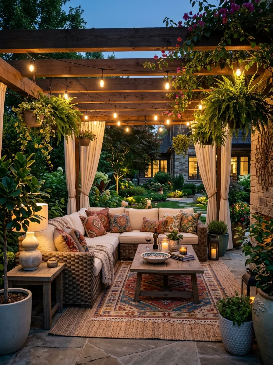 Add a Pergola with Flowing Curtains