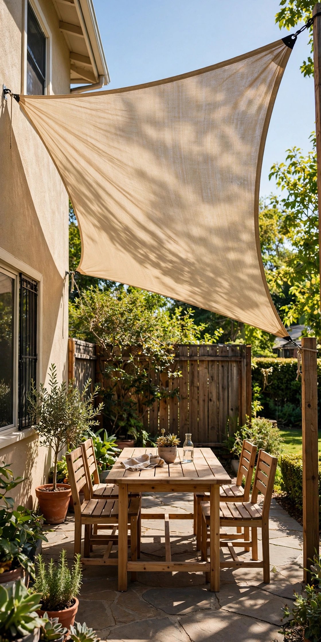 5. Hang a Shade Sail for Instant Structure