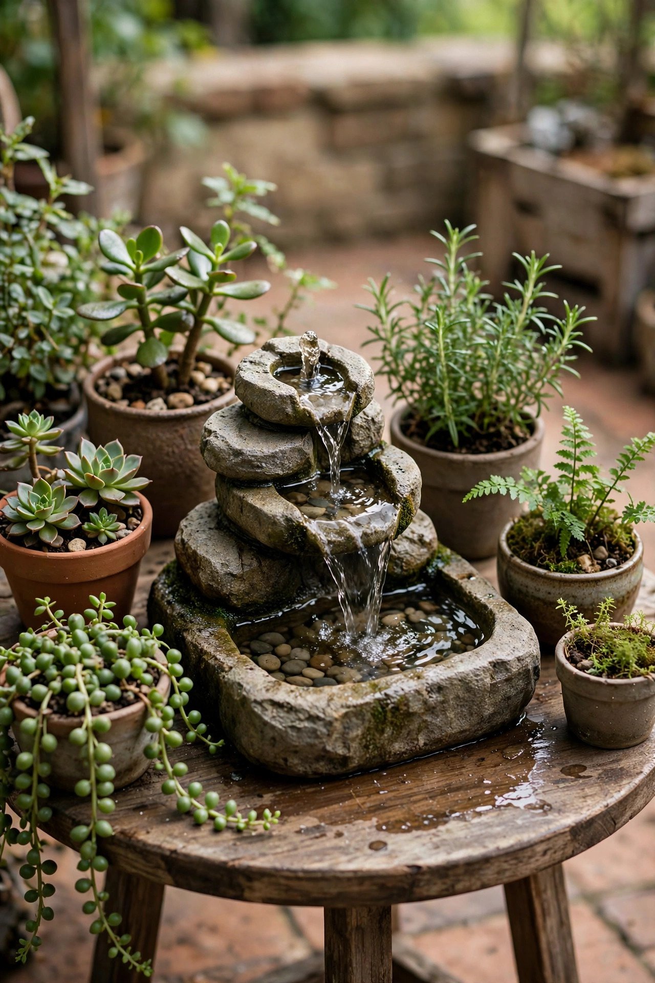 6. Tuck In a Tiny Water Feature